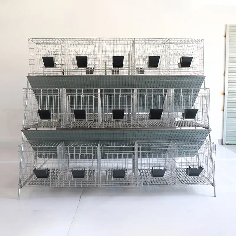 Hot dip galvanized three-layer 30 position stepped commercial fattening rabbit cage