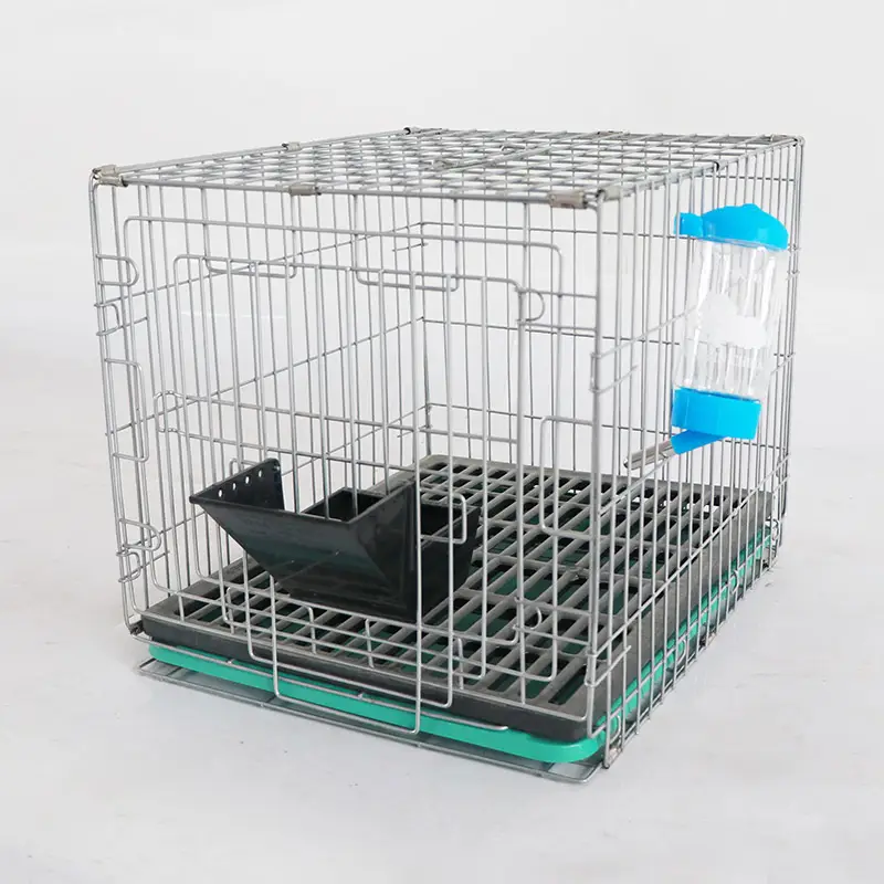 Galvanized Wire Single Pet Rabbit Cage With Plastic Feeder Water Bottle Pull-out Tray Small Household Bunny Breeding Cage Lefeng LF-PR01