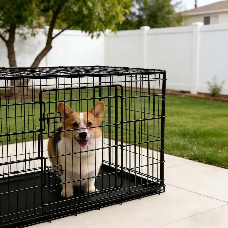 Foldable metal dog cage