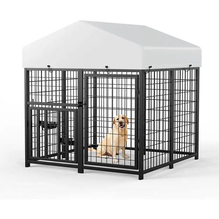 Factory Price 240x122x183CM Outdoor Square Tube Dog Kennel with Waterproof Roof Large Heavy Duty Pet Run Cage Manufacturer