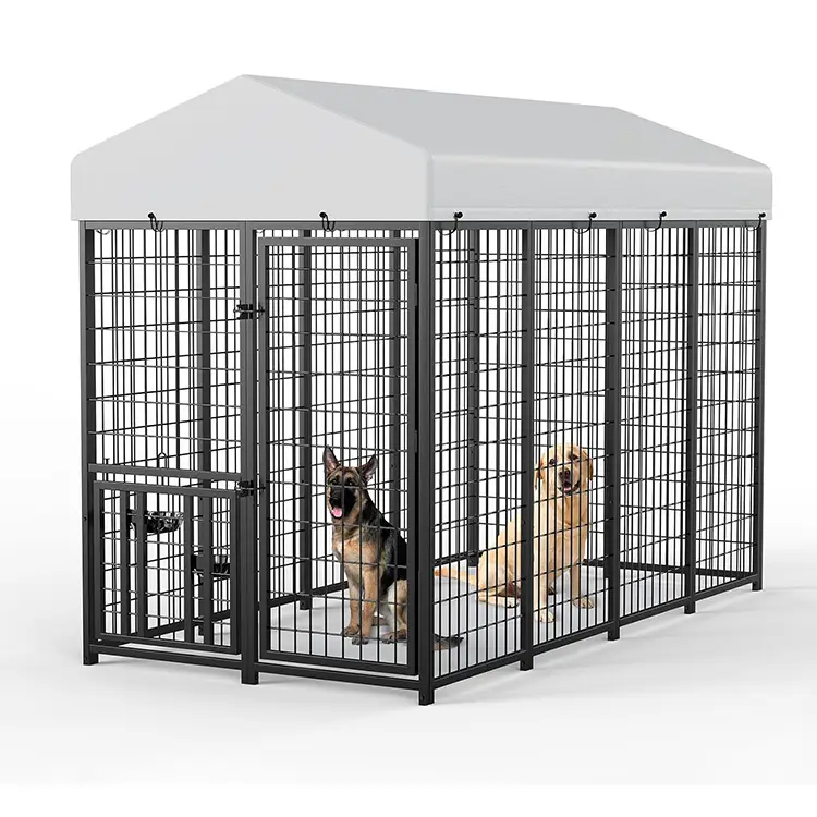 Factory Price 240x122x183CM Outdoor Square Tube Dog Kennel with Waterproof Roof Large Heavy Duty Pet Run Cage Manufacturer