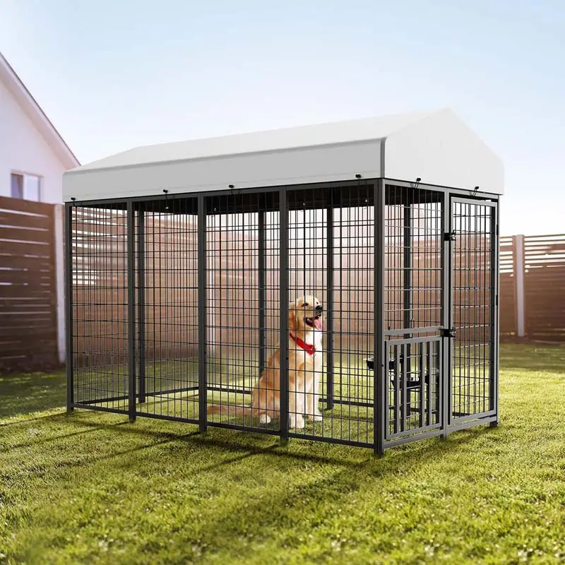 Factory Price 240x122x183CM Outdoor Square Tube Dog Kennel with Waterproof Roof Large Heavy Duty Pet Run Cage Manufacturer