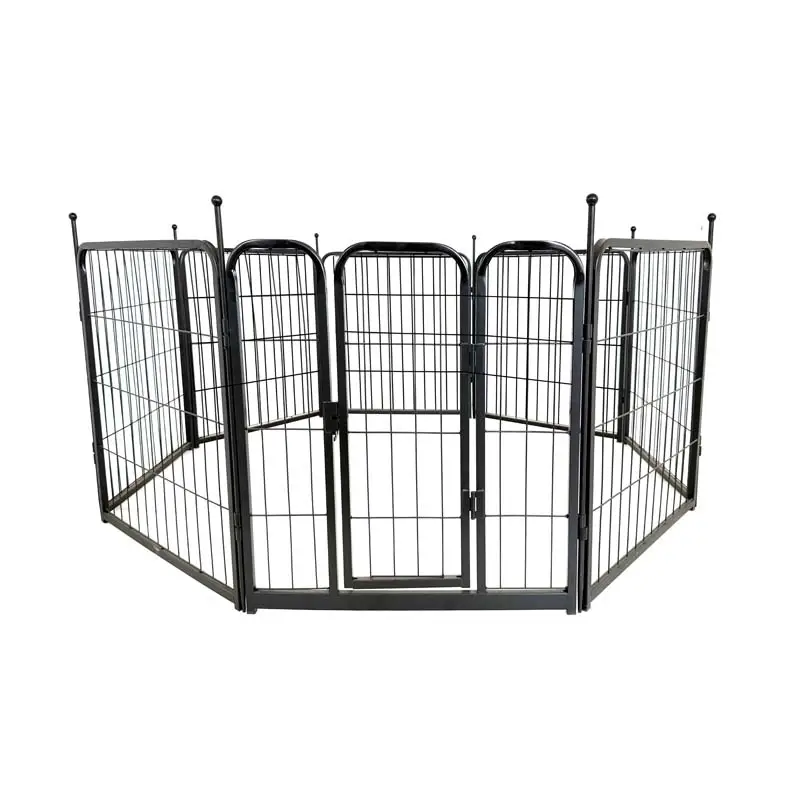 8 Panels Black Metal Pet Playpen With Single Lock Door Foldable Indoor Outdoor Dog Exercise Fence For Medium Large Dogs Lefeng LF-PP08