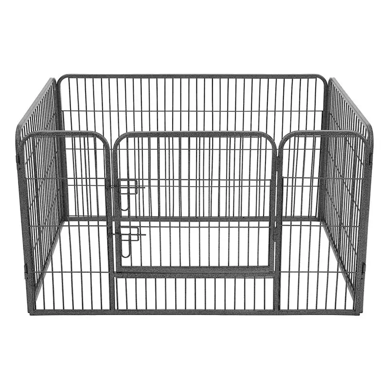 6 Panels Heavy Duty Black Metal Dog Playpen Double Lock Doors Foldable Indoor Outdoor Puppy Exercise Fence Lefeng LF-PP06