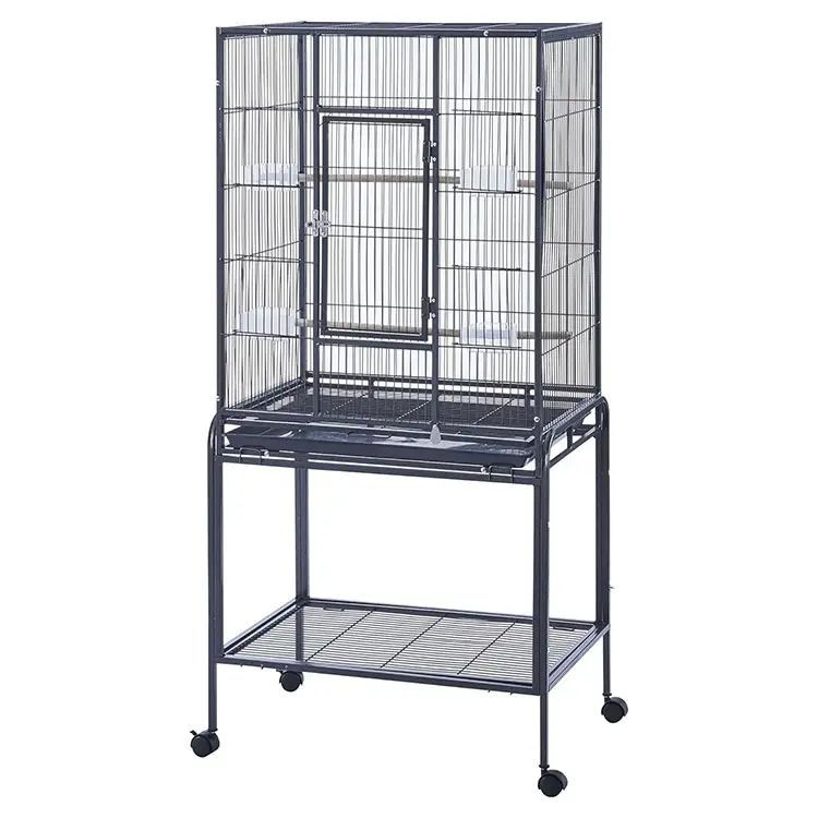 Large Vertical Metal Parrot Cage With Rolling Stand Pull-out Waste Tray Perches Feeders Indoor Bird Cage For Budgie Cockatiel Conure Lefeng LF-BC01