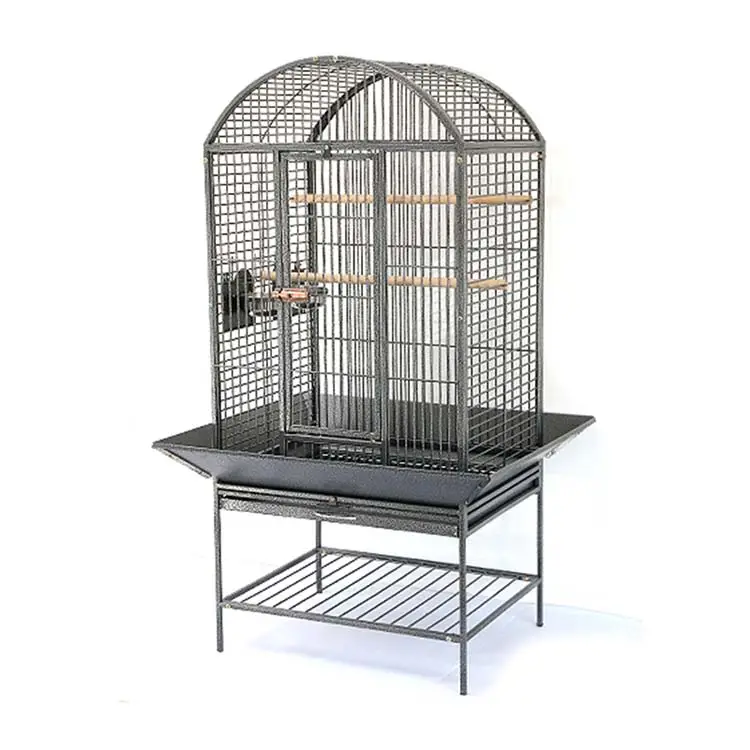 Arch Top Metal Parrot Cage With Top Play Gym Rolling Stand Pull-out Waste Tray Stainless Steel Bowls Large Bird Cage For African Grey Cockatoo Macaw Lefeng LF-BC03