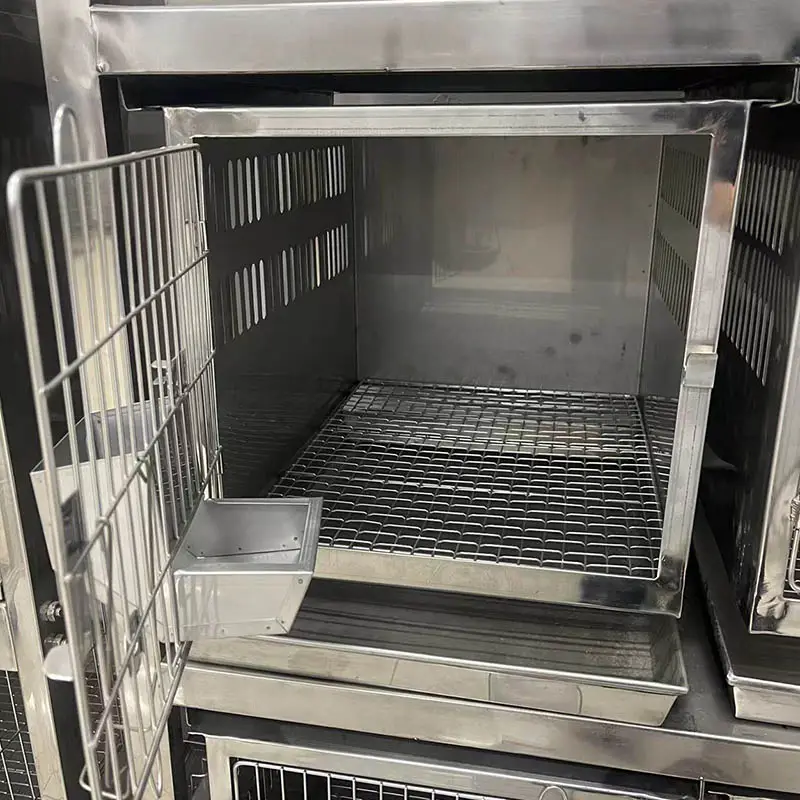 3-Tier Stainless Steel Laboratory Flush Rabbit Cage Rack