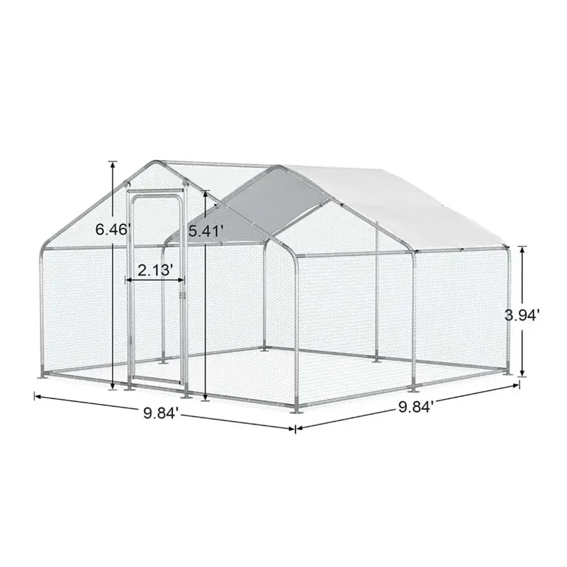  Galvanized Steel Chicken Coop with Waterproof Cover