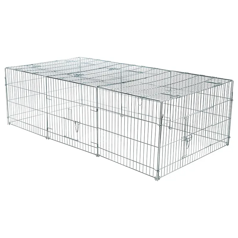 Outdoor Wire Chicken Run with Green Cover, Foldable Metal Poultry Cage for Rabbit Duck Hen Backyard