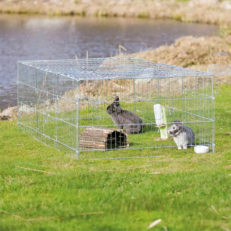  Foldable Metal Poultry Cage for Rabbit Duck Hen Backyard