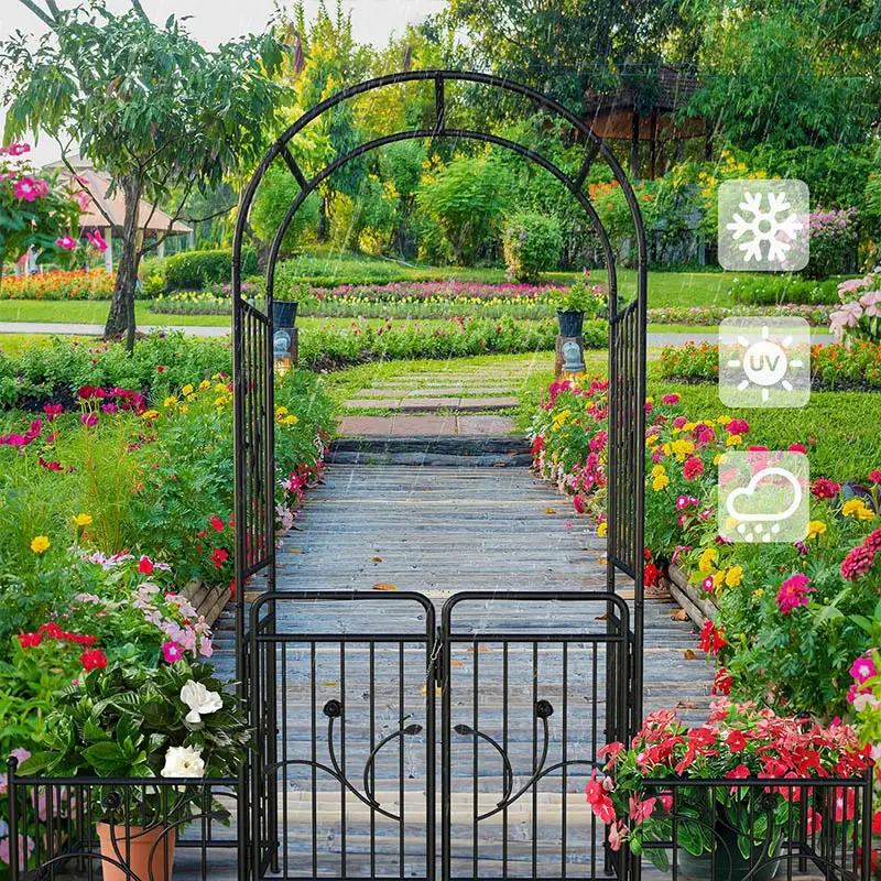 Black Metal Garden Arch with Gate