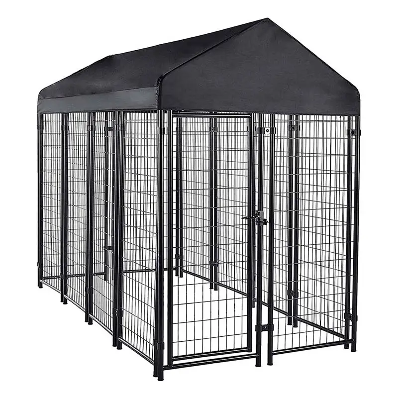 Factory Price 240x122x183CM Outdoor Square Tube Dog Kennel with Waterproof Roof Large Heavy Duty Pet Run Cage Manufacturer